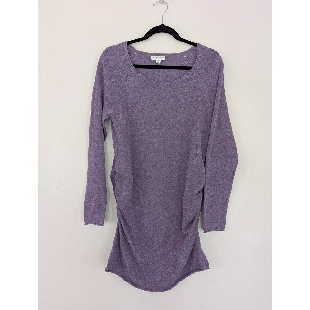 Liz Lange Maternity Purple Heathered Ruched Side Knit Long Sleeve Sweater Size M